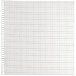 Checked white paper natural texture background vintage pattern, large old spiral notebook page chequered ring binder A4 copy space vertical grey squared maths notepad torn isolated blank empty closeup
