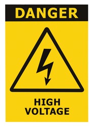 Danger High Voltage Sign, Isolated