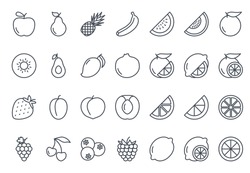 Fruits Icon Set Food Outlined
