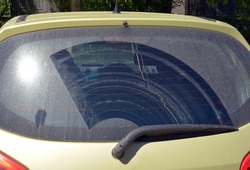 Wiper streak on dirty car rear window