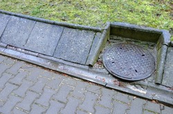 Drainage , sewer with concrete trough after rain