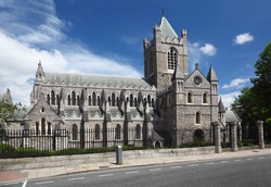 St. Patrick's Cathedral and blue sky in Dublin, Ireland, horizontal