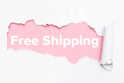 Pink hole in white paper. Free shipping.
