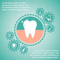Design template for infographic brochures, flyers, web sites. Dental icons. Flat dental icons.