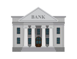 Bank building isolated on white background. Vector illustration. Flat style.