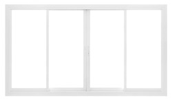 Large Clear Isolated Slide PVC Office Windows for Design, Modern Interior House Building Empty White Frame Decoration