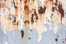 Peeled Rusty Grey Metal Wall Background, Old Metal Container House