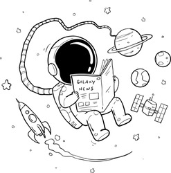 astronaut hand drawn