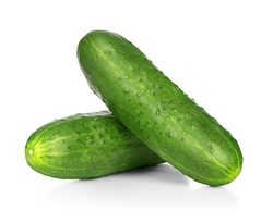 Two cucumbers on an isolated white background