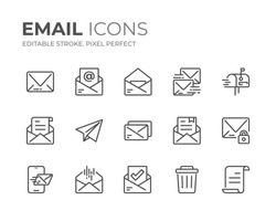 Simple Set of Email Line Icons. Editable Stroke. Pixel Perfect.