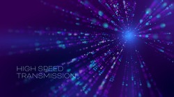 High speed transmission in abstract style. High speed motion blur. Cyber binary. Data stream.