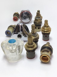 Different handles for water faucets and mounted ceramic shut-off valves