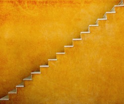 Yellow wall with stairs texture background, minimalistic style for base image for posters, banners or covers, trivial design and simplicity is a trendy key for graphic arts