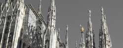 Golden Madonnina of Milan Cathedral in autumn