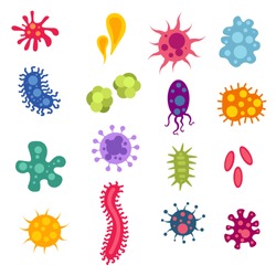 Infection bacteria and pandemic virus vector biology icons. Illustration of bacteria and microbe organism allergen on white background