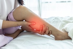 woman have a Calf leg pain and muscle leg pain,Healthcare concept