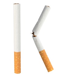 Cigarette single isolated on white background.