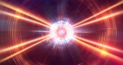 Abstract lens flare space or time travel concept background. 3d Illustration