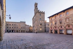 Priori Square in the afternoon light, Volterra, Pisa, Tuscany, Italy