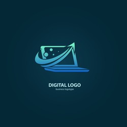 Vector stock logo, abstract digital technology vector template. Illustration design of logotype business web marketing. Vector computer web icon.