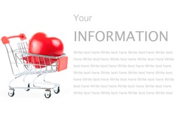 Red shape Heart in shopping cart or trolley Isolated On White Background.Blood pressure control-Health care concept