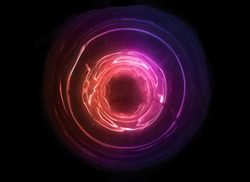 Magical sound wave symbol. Abstract orange, red and purple light. Colorful electricity ball.New high tech technology concept with hole space.Innovation development.