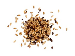 Mixed Malted Barley on White Background