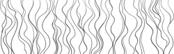 Wavy background. Hand drawn waves. Seamless wallpaper on horizontally surface. Stripe texture with many lines. Waved pattern. Line art. Print for banners, flyers or posters