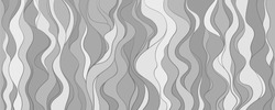 Seamless wallpaper on horizontally surface. Wavy background. Hand drawn waves. Striped texture with many lines. Waved pattern. Black and white illustration