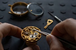 Watchmaker's workshop, mechanical watch repair. SPecial repair kit
