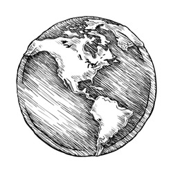 Globe outline drawing. Vector illustration  of sketchy  on white background.