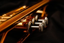 Close up of trumpet valves.