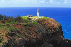 Hawaii's Kilauea Point Lighthouse, built in 1913 on the island of Kauai, is on the National Register of Historic Places.