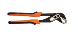 Water pump pliers, work tool. Rubber handle new slip joint pliers isolated cut out on white background, design element.