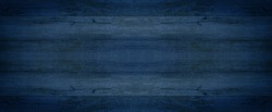 Abstract grunge old dark blue indigo painted wooden texture - wood background panorama long banner