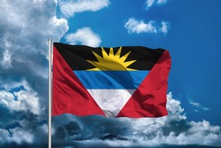 Antigua and Barbuda flag with sky background