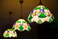 Multi color glass lamp . Interesting interior