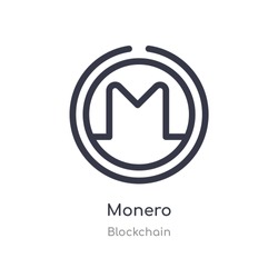 monero outline icon. isolated line vector illustration from blockchain collection. editable thin stroke monero icon on white background