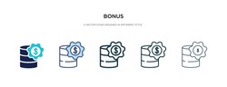 bonus icon in different style vector illustration. two colored and black bonus vector icons designed in filled, outline, line and stroke style can be used for web, mobile, ui
