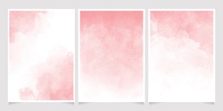 pink watercolor wet wash splash 5x7 invitation card background template collection