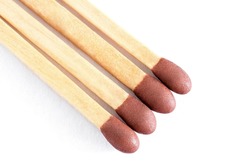 Matches, four pieces, lying together, close-up view