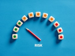 Risk level meter indicating low level of risk. Stable and secure risk level.