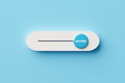 Achieving success in business career or education concept. On and off toggle switch slider button with the word success. 3D render.