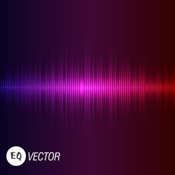 Abstract background digital energy sound music equalizer with colored rainbow lights backdrop. Vector illustration.
