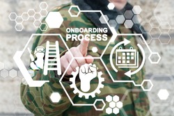 Onboarding Process Soldiers Career Ladder Management Concept. Military Service Onboard.