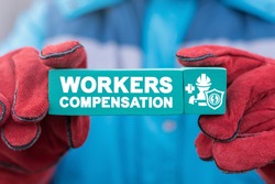 Industry concept of workers compensation. Worker Injury Medical Insurance.
