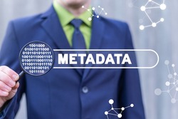 Information technology concept of metadata. Web meta data search. Digital security.