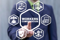 Concept of worker compensation. Benefit and claim compensation for employee of injury. Workers health safety.