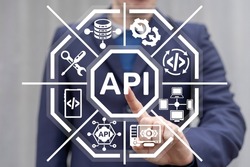 Concept of API Application Programming Interface Integration. Software Development Technology.