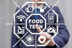Food Tech Concept. Innovative Food Technology. Smart Modern Buy, Cooking and Delivery Healthy Meal.